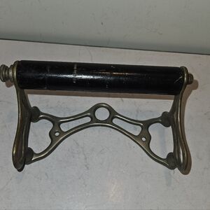 Antique San-O-La Nickel Toilet Paper Roller Unique With Original Wood Roller